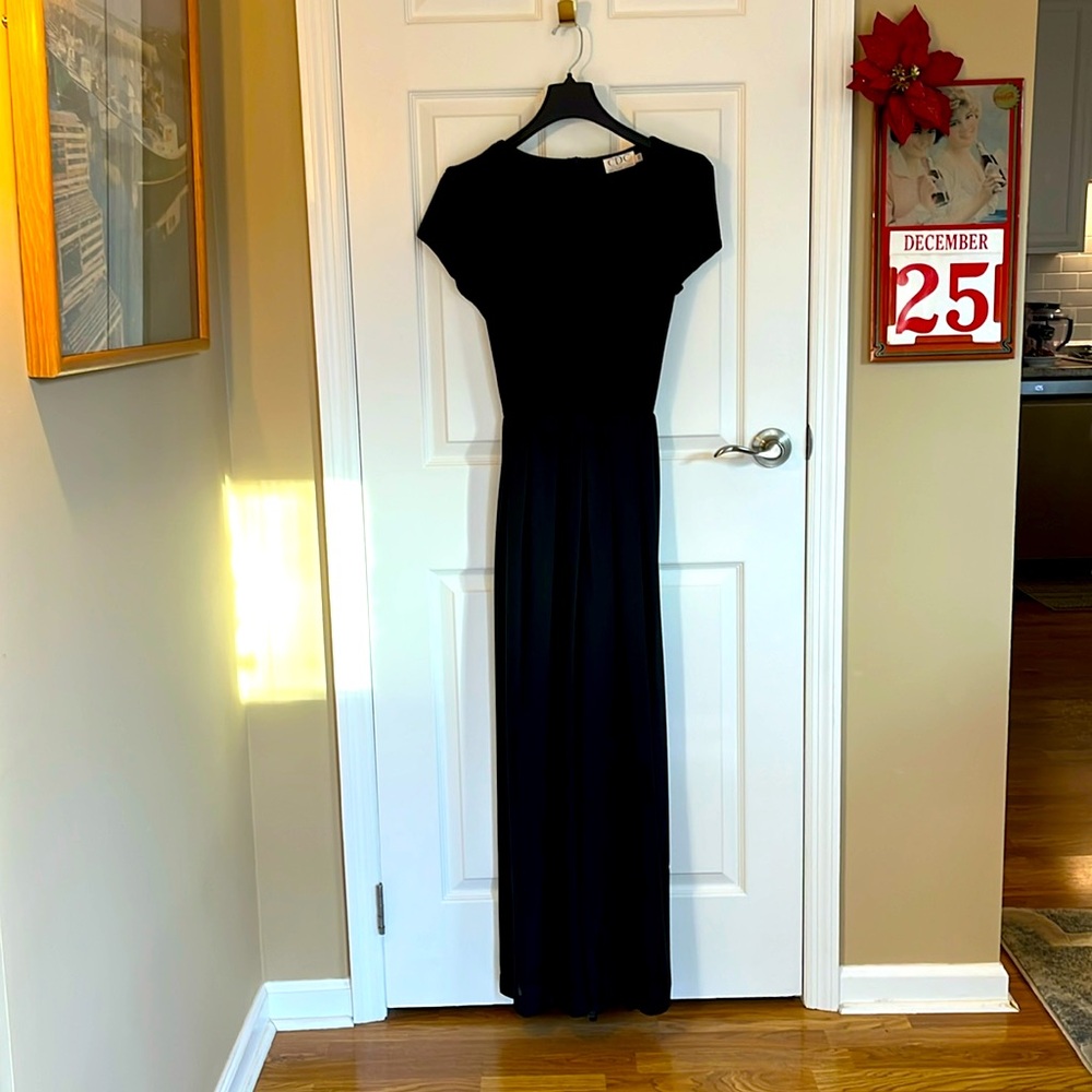 Black Velvet and crepe jumpsuit Sz 10
